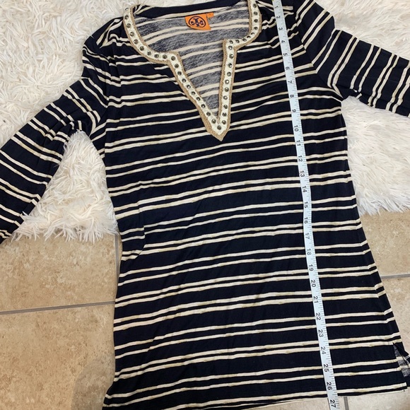 Tory Burch Evan Embellished Striped Silk-Jersey - Picture 6 of 8